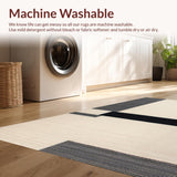 Ultra Soft Area Rug, Non Slip, Stain Resistant, Washable Area Rugs for Living Room, Bedroom, Stylish Transitional Black and Beige(Beige)
