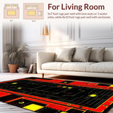 Ultra Soft Area Rug, Non Slip, Stain Resistant, Washable Area Rugs for Living Room, Bedroom, Sleek Futuristic Patterned Design(Red)