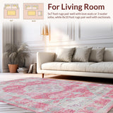 Ultra Soft Area Rug, Non Slip, Stain Resistant, Washable Area Rugs for Living Room, Bedroom, Luxurious Ombre Floral Arrangement(Pink)