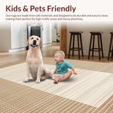 Ultra Soft Area Rug, Non Slip, Stain Resistant, Washable Area Rugs for Living Room, Bedroom, Distinctive Cozy Natural Design(Beige)