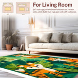 Ultra Soft Area Rug, Non Slip, Stain Resistant, Washable Area Rugs for Living Room, Bedroom, Vibrant Playful Safari Theme(Green)