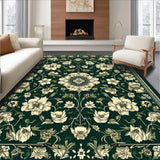 Ultra Soft Area Rug, Non Slip, Stain Resistant, Washable Area Rugs for Living Room, Bedroom, Stylish Whimsical Floral Arrangement(Green)