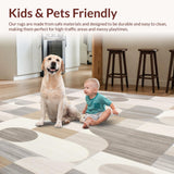 Ultra Soft Area Rug, Non Slip, Stain Resistant, Washable Area Rugs for Living Room, Bedroom, Modern Retro Area Showcasing Minimalist Geometric Shapes and Subdued Tones(Gray)
