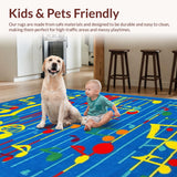 Ultra Soft Area Rug, Non Slip, Stain Resistant, Washable Area Rugs for Living Room, Bedroom, Cheerful Melody Pattern Rug(Blue)