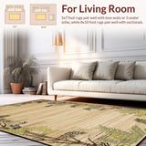 Ultra Soft Area Rug, Non Slip, Stain Resistant, Washable Area Rugs for Living Room, Bedroom, Rustic Safari Animal Imagery(Beige)