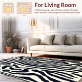 Ultra Soft Area Rug, Non Slip, Stain Resistant, Washable Area Rugs for Living Room, Bedroom, Boho Zebra Print Black and White Laundry Rug(Black)