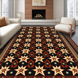 Ultra Soft Area Rug, Non Slip, Stain Resistant, Washable Area Rugs for Living Room, Bedroom, Western Laundry Room Accent Rug with Star Pattern(Black)