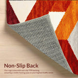 Ultra Soft Area Rug, Non Slip, Stain Resistant, Washable Area Rugs for Living Room, Bedroom, Rust Ivory Geometric Living Room Shag Rug(Orange)