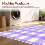 Ultra Soft Area Rug, Non Slip, Stain Resistant, Washable Area Rugs for Living Room, Bedroom, Rustic Cream and Purple Plaid Style(Purple)