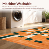 Ultra Soft Area Rug, Non Slip, Stain Resistant, Washable Area Rugs for Living Room, Bedroom, Chic Whimsical Tiled Artistry(Orange)