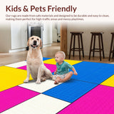 Ultra Soft Area Rug, Non Slip, Stain Resistant, Washable Area Rugs for Living Room, Bedroom, Chic Colorful Lattice Composition(Yellow)
