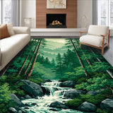 Ultra Soft Area Rug, Non Slip, Stain Resistant, Washable Area Rugs for Living Room, Bedroom, Rustic Forest Canopy Aesthetic(Green)