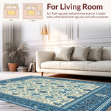 Ultra Soft Area Rug, Non Slip, Stain Resistant, Washable Area Rugs for Living Room, Bedroom, Blue and Beige Abstract for Living(Beige)