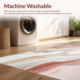 Ultra Soft Area Rug, Non Slip, Stain Resistant, Washable Area Rugs for Living Room, Bedroom, Elegant Pale Pink and Taupe Abstract Area with Subtle Marble Veining(White)