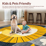 Ultra Soft Area Rug, Non Slip, Stain Resistant, Washable Area Rugs for Living Room, Bedroom, Playful Cartoon Animal Motif(Yellow)