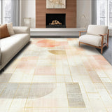 Ultra Soft Area Rug, Non Slip, Stain Resistant, Washable Area Rugs for Living Room, Bedroom, Modern Geometric Pattern Rug with Peach Tones and Gold Linework Accents(Beige)