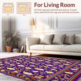 Ultra Soft Area Rug, Non Slip, Stain Resistant, Washable Area Rugs for Living Room, Bedroom, Botanical Wool Earthy Elegance(Purple)