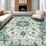 Ultra Soft Area Rug, Non Slip, Stain Resistant, Washable Area Rugs for Living Room, Bedroom, Elegant Floral Distressed Aesthetic(Ivory)