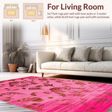Ultra Soft Area Rug, Non Slip, Stain Resistant, Washable Area Rugs for Living Room, Bedroom, Artistic Cheetah Pattern Elegance(Pink)