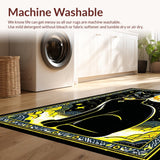 Ultra Soft Area Rug, Non Slip, Stain Resistant, Washable Area Rugs for Living Room, Bedroom, Enchanting Dark Green Fantasy Design(Black)