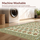 Ultra Soft Area Rug, Non Slip, Stain Resistant, Washable Area Rugs for Living Room, Bedroom, Boho Olive Green Living Room Washable Rug(Beige)