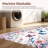 Ultra Soft Area Rug, Non Slip, Stain Resistant, Washable Area Rugs for Living Room, Bedroom, Lively Butterfly-Themed Cozy Appeal(Pink)