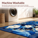 Ultra Soft Area Rug, Non Slip, Stain Resistant, Washable Area Rugs for Living Room, Bedroom, Chinoiserie Blue Floral Elegance(Blue)