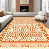 Ultra Soft Area Rug, Non Slip, Stain Resistant, Washable Area Rugs for Living Room, Bedroom, Unique Contemporary Tiled Composition(Orange)