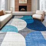 Ultra Soft Area Rug, Non Slip, Stain Resistant, Washable Area Rugs for Living Room, Bedroom, Contemporary Soft Circular Aesthetic(Blue)