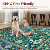 Ultra Soft Area Rug, Non Slip, Stain Resistant, Washable Area Rugs for Living Room, Bedroom, Eclectic Abstract Floral Arrangement(Blue)