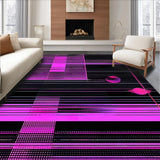 Ultra Soft Area Rug, Non Slip, Stain Resistant, Washable Area Rugs for Living Room, Bedroom, Whimsical Multi-Hued Graphic Elements(Pink)