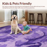 Ultra Soft Area Rug, Non Slip, Stain Resistant, Washable Area Rugs for Living Room, Bedroom, Delicate Ethereal Cloud Motif(Purple)