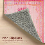 Ultra Soft Area Rug, Non Slip, Stain Resistant, Washable Area Rugs for Living Room, Bedroom, Lovely Romantic Vintage Style(Pink)