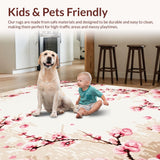 Ultra Soft Area Rug, Non Slip, Stain Resistant, Washable Area Rugs for Living Room, Bedroom, Whimsical Soft Blossom Decor(Pink)