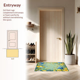 Ultra Soft Area Rug, Non Slip, Stain Resistant, Washable Area Rugs for Living Room, Bedroom, Summer Floral Bath(Blue)