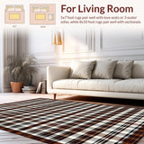 Ultra Soft Area Rug, Non Slip, Stain Resistant, Washable Area Rugs for Living Room, Bedroom, Stylish Earthy Toned Geometric Design(Brown)