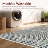Ultra Soft Area Rug, Non Slip, Stain Resistant, Washable Area Rugs for Living Room, Bedroom, Geometric Mosaic Rug(Black)