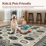 Ultra Soft Area Rug, Non Slip, Stain Resistant, Washable Area Rugs for Living Room, Bedroom, Contemporary Circle Non Shedding Southwestern(Gray)