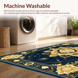 Ultra Soft Area Rug, Non Slip, Stain Resistant, Washable Area Rugs for Living Room, Bedroom, Stylish Symmetrical Mandala Elements(Gold)