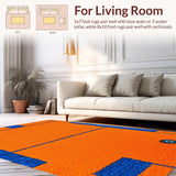 Ultra Soft Area Rug, Non Slip, Stain Resistant, Washable Area Rugs for Living Room, Bedroom, Striking Graphic Tech-Inspired Design(Orange)