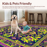 Ultra Soft Area Rug, Non Slip, Stain Resistant, Washable Area Rugs for Living Room, Bedroom, Striking Earthy Multicolor Swirls(Purple)
