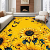 Ultra Soft Area Rug, Non Slip, Stain Resistant, Washable Area Rugs for Living Room, Bedroom, Vibrant Retro Butterfly Motif(Yellow)