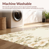 Ultra Soft Area Rug, Non Slip, Stain Resistant, Washable Area Rugs for Living Room, Bedroom, Chic Beige Area Featuring Lush Floral Design Elements(Beige)