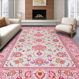 Ultra Soft Area Rug, Non Slip, Stain Resistant, Washable Area Rugs for Living Room, Bedroom, Elegant Soft Circle Design(Pink)