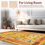 Ultra Soft Area Rug, Non Slip, Stain Resistant, Washable Area Rugs for Living Room, Bedroom, Artisanal Crochet Insert Feature(Yellow)