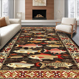 Ultra Soft Area Rug, Non Slip, Stain Resistant, Washable Area Rugs for Living Room, Bedroom, Whimsical Coastal Nautical Theme(Brown)