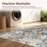 Ultra Soft Area Rug, Non Slip, Stain Resistant, Washable Area Rugs for Living Room, Bedroom, Elegant Neutral Medallion Design(Brown)