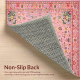 Ultra Soft Area Rug, Non Slip, Stain Resistant, Washable Area Rugs for Living Room, Bedroom, Vibrant Pastel Ogee Patterned Delight(Pink)