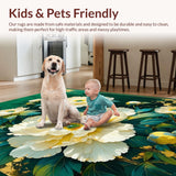 Ultra Soft Area Rug, Non Slip, Stain Resistant, Washable Area Rugs for Living Room, Bedroom, Whimsical Greenery Decorative Appeal(Green)