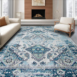 Ultra Soft Area Rug, Non Slip, Stain Resistant, Washable Area Rugs for Living Room, Bedroom, Trendy Minimalist Textured Waves(White)